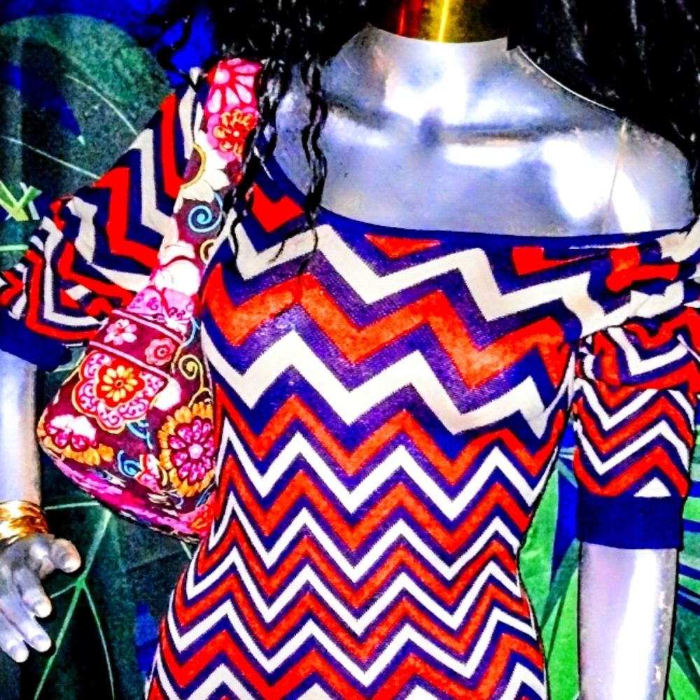 Pink Rose Multicolor Chevron Knit